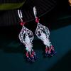 Retro Court Style Slightly Inlaid Colored Zircon Fringed Earrings Long Light Luxury Phoenix Temperament Earrings Earrings