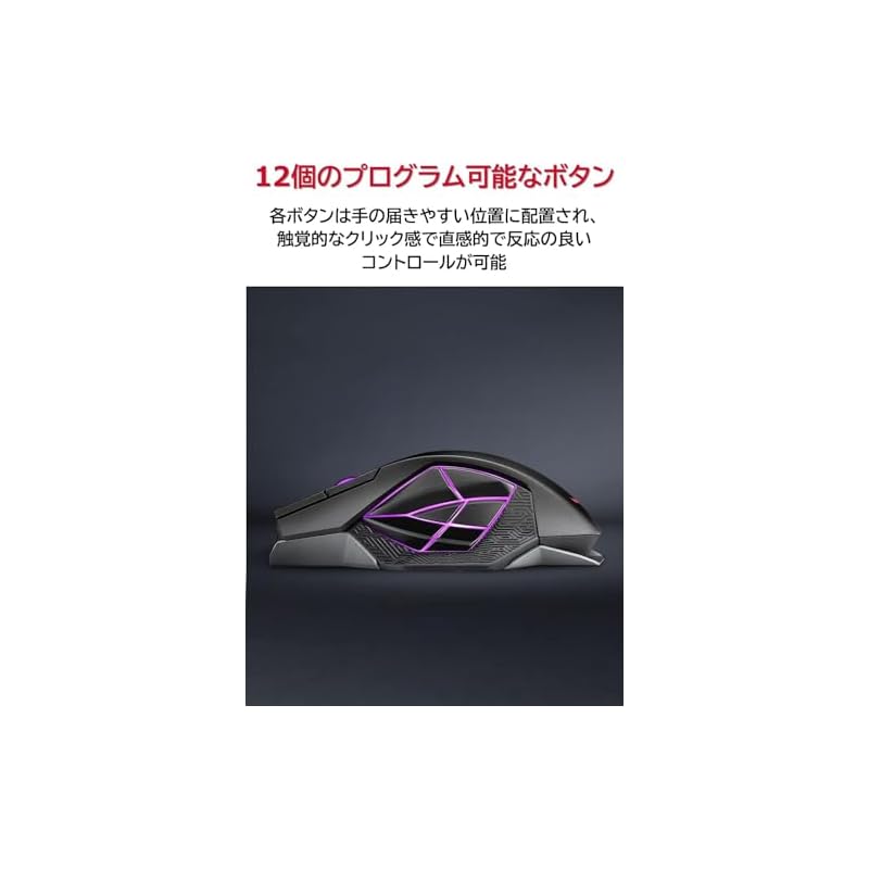 ASUSTek ROG Spatha X MMO Wireless Gaming Mouse, 19,000dpi, 12 Programmable Buttons, Dual-Mode Connection, Up To 67 Hours of Battery Life, ROG
