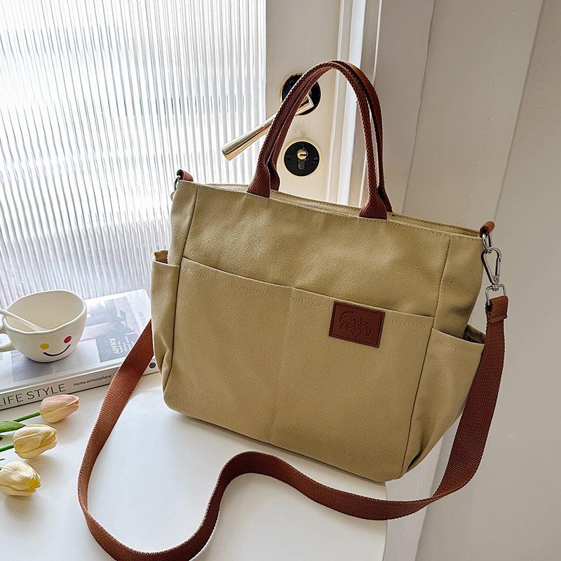 New large-capacity canvas bag women's 2025 retro portable shoulder bag fashionable versatile tote bag