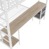 Bunk Bed 90x200 & 140x200 Cm LED Lighting USB Ports Drawers Shelves Hanging Shelves Metal Frame White (without Mattress)