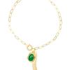 AUGUST ALICE Green Cabochon Oval Chain Tag Bracelet_3color