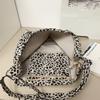 Leopard Print Canvas Shoulder Bag Women Crossbody Bag Large Capacity Tote Bag