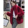 Women Plus Size Fleece Lined Zip Up Stand Collar Loose Winter Coat