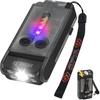 BORUIT V30 LED Small Powerful EDC Flashlight with Red and 365nm UV Light,180°Rotation,USB A/C-C Rechargeable 900LM Pocket Flat Keychain Flashlight