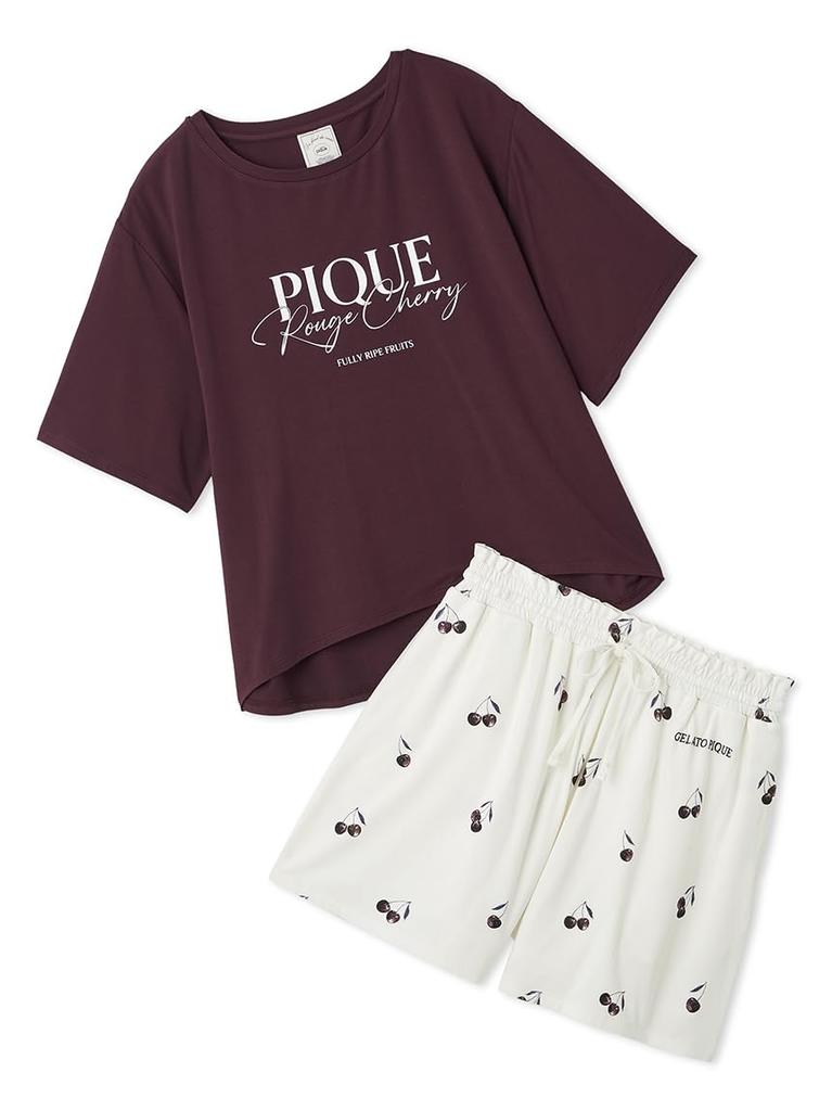 Gelato Pique Rouge Cherry Rayon Logo Shorts Set T-Shirt & (PWCT254364) Women's (EC Exclusive)