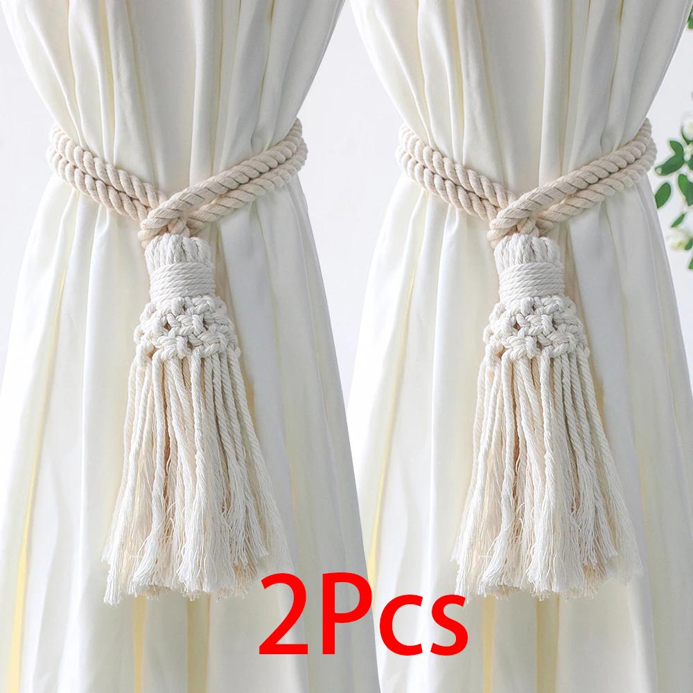Boho Curtaintiebacks med beadfringe Gardiner Tilbehør Makrame Dekorativ Gardin Tau Farmhouse Dekor for romdekorasjon
