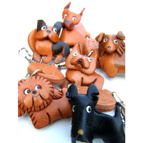 Genuine Leather Keychain Dachshund Dokodemo Dog VANCA CRAFT (Handmade by Artisans in Japan)