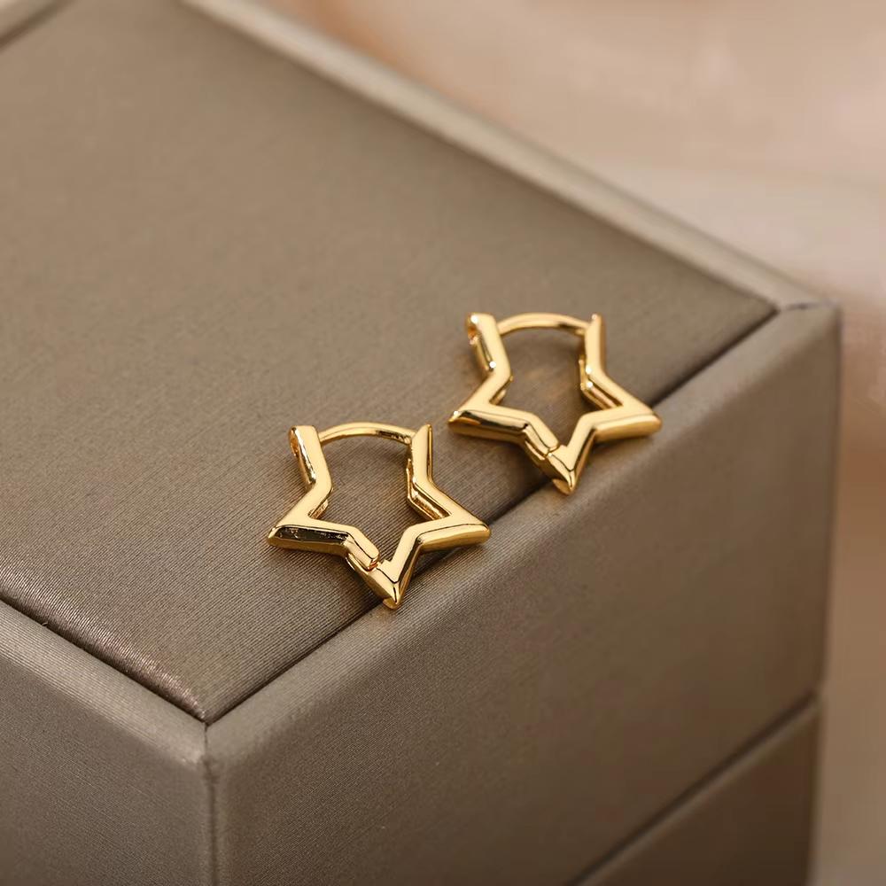 

Bow Synthetic Zircon Mini Hoop Earrings Women Gold Color Stainless Steel Jewelry Elegant Small V Geometry Ear Piercing Christmas