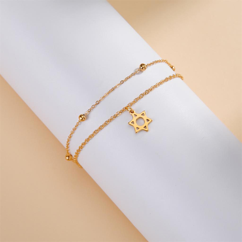 Židovský náramek Hvězda Davidova z nerezové oceli Dvouvrstvé Klasické Hexagramové náramky Pro ženy Muže Judaika Amulet Šperky