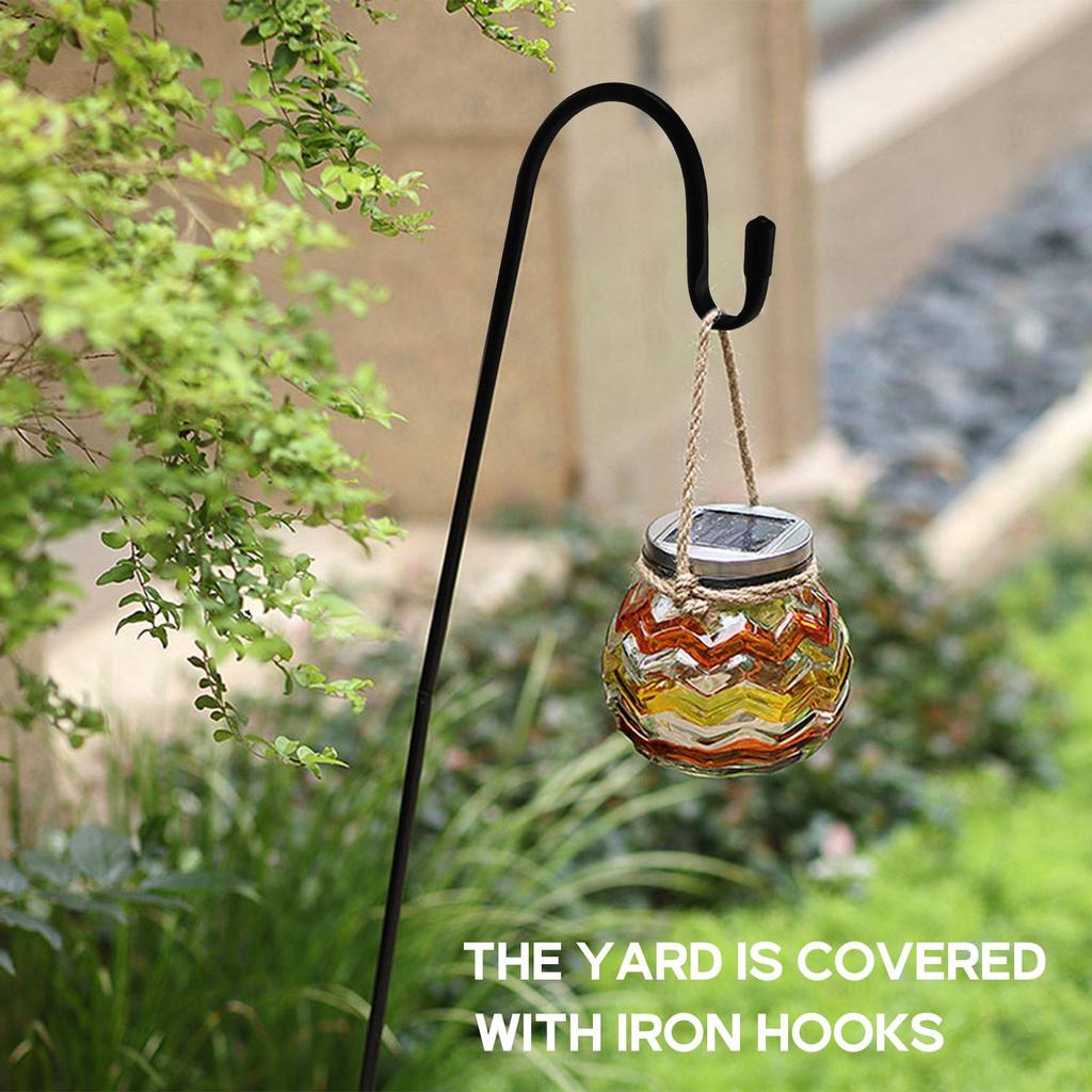 BHBL Shepherd Hooks Rust Garden Stake Outdoor Metal Plant Stand Hanger Bird Feeder Pole 120X10X1cm