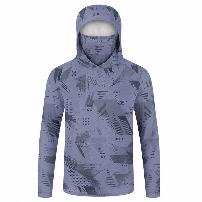 Men Hood Fishing Shirt Long Sleeve Fishing T Shirt Uv Protection Fishing Apparel Sun Protection In Summer