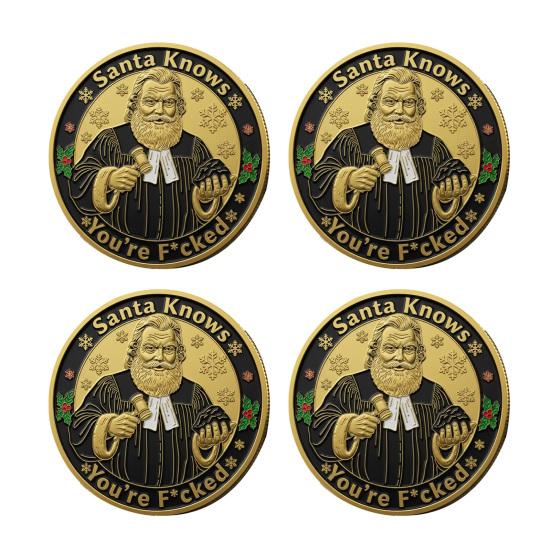 1/2/3/4/5Pcs Souvenir Coins Metal Christmas Gift Coins Christmas Decorative Keepsakes Coins Festive Atmosphere Enhancer