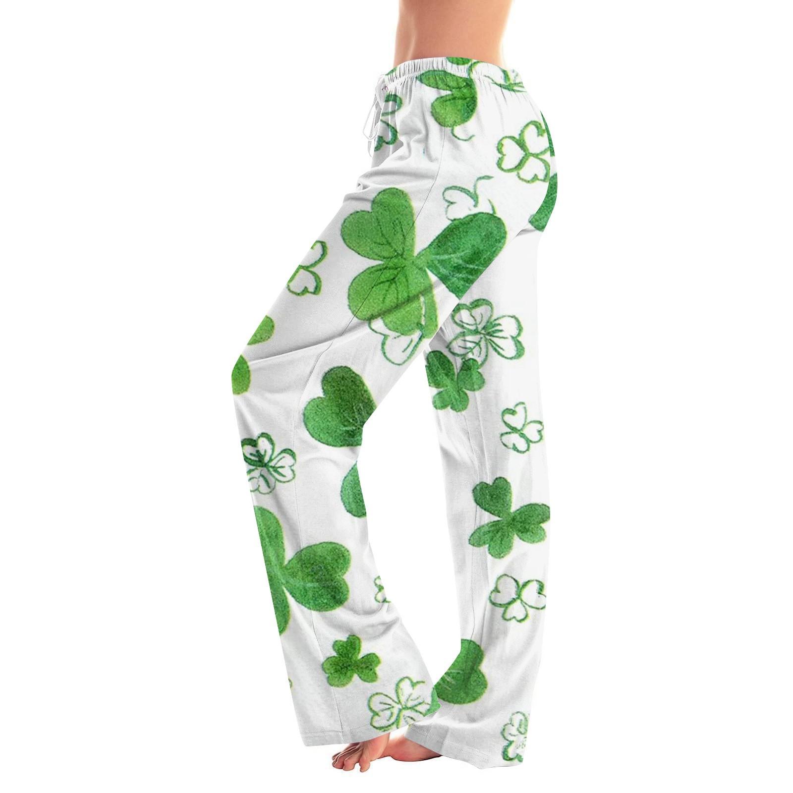 

Женские повседневные прямые брюки St.. Повседневные брюки с принтом Paddy s Day XL белый