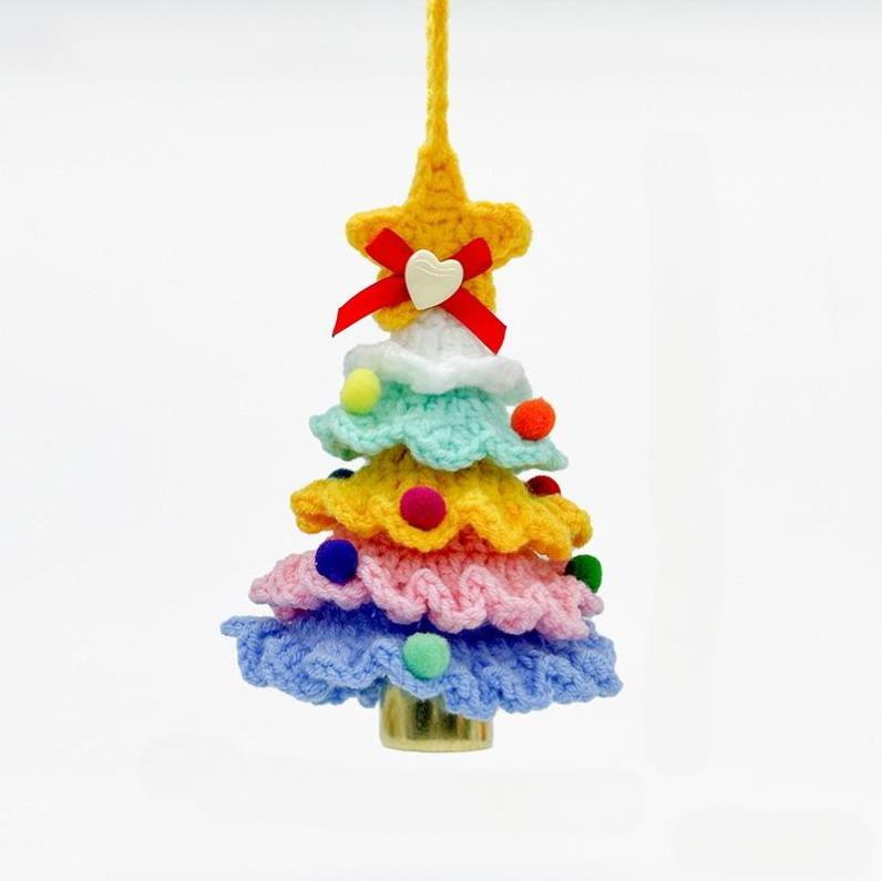 

Christmas Ornaments Christmas Tree With Bells Hand-Knitted Christmas Tree Ornaments For Christmas Party Decoration Gifts as the picture