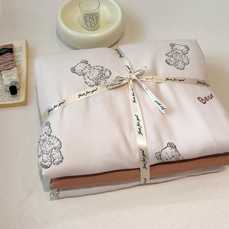 

Комплект из 4 предметов из пасторальной вязаной хлопковой пряжи двойного слоя класса А для матери и ребенка, комплект из 3 предметов для студенческого общежития, простыня, пододеяльник, постельные принадлежности One customized pillowcase skin-friendly and