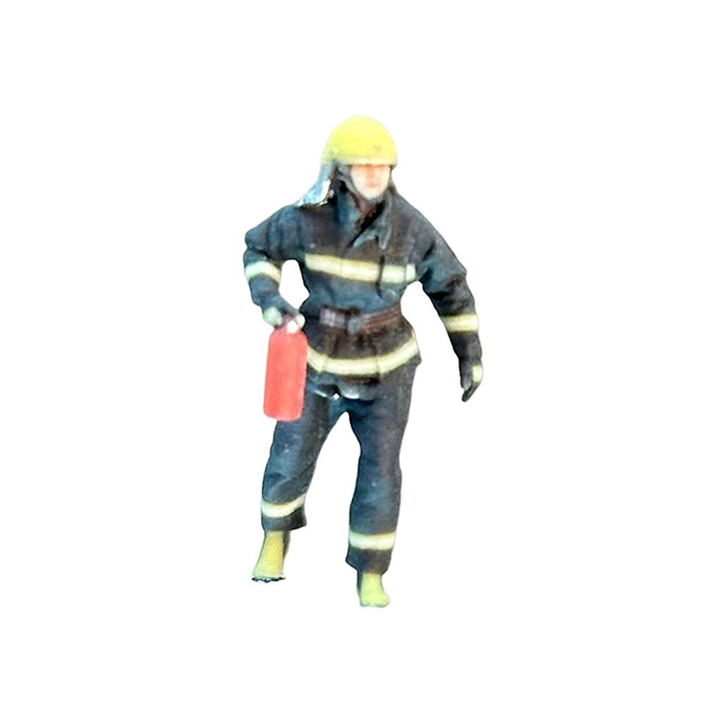1/64 Scale Firefighter Model Miniature Model Tiny People Model for Building Diorama DIY Scene Photography Props Decoration