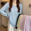 Summer solid Long Sleeve T-shirts Women's Casual loose Thin Slightly Transparent Sun Protection Cover Tops Tees female