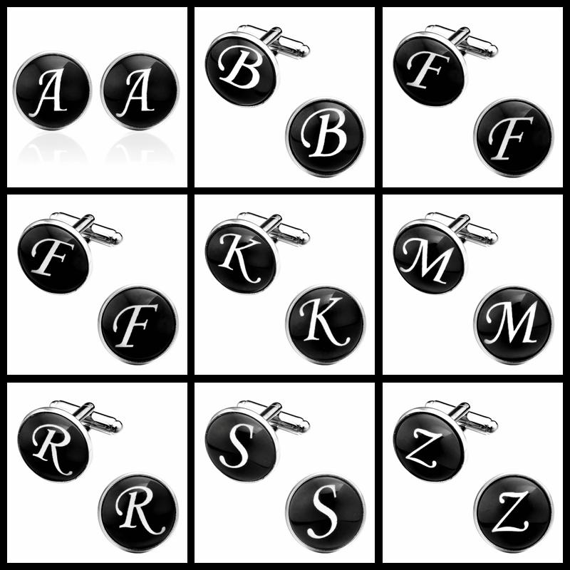 Buy Copper letter A-Z 26 English letters metal men's Cufflinks French ...