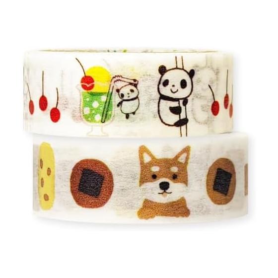 Sealdo Japanese Masking Tape Hibi Kore Washi Tape 2 Volume Set Panda Shiba Inu 5m Roll Shinzi Katoh ks-wt-20021