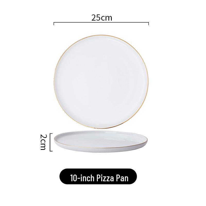 Gold-Rimmed Rectangular Ceramic Dessert and Sushi Plate