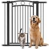 106 Cm Tall Pet Gate with Adjustable Width, Integrated Cat Door, for Stairs and Door Frames, Black