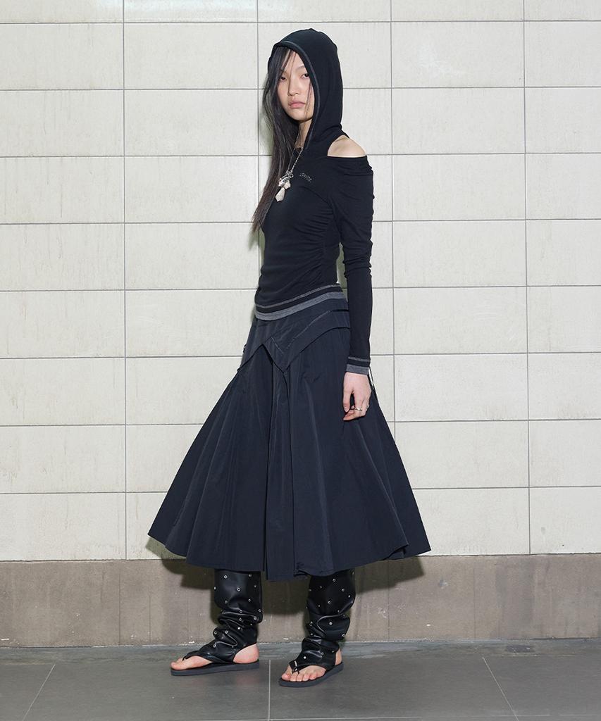 Yusentig Two-Way Pleated Long Skirt Aw5Ms45210