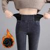 Women's Fashion Spring Autumn Pencil Pants 3 Colors Stretch Denim Skinny Slim Jeans Pants High Waist Jeans Trousers Plus Size