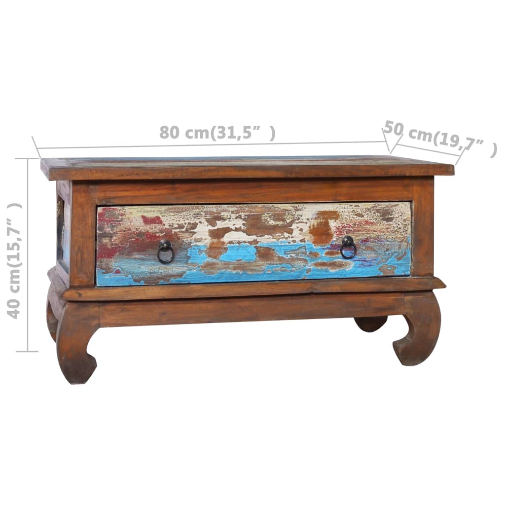 Coffee Table 80 X 50 X 40 Cm Reclaimed Teak Wood