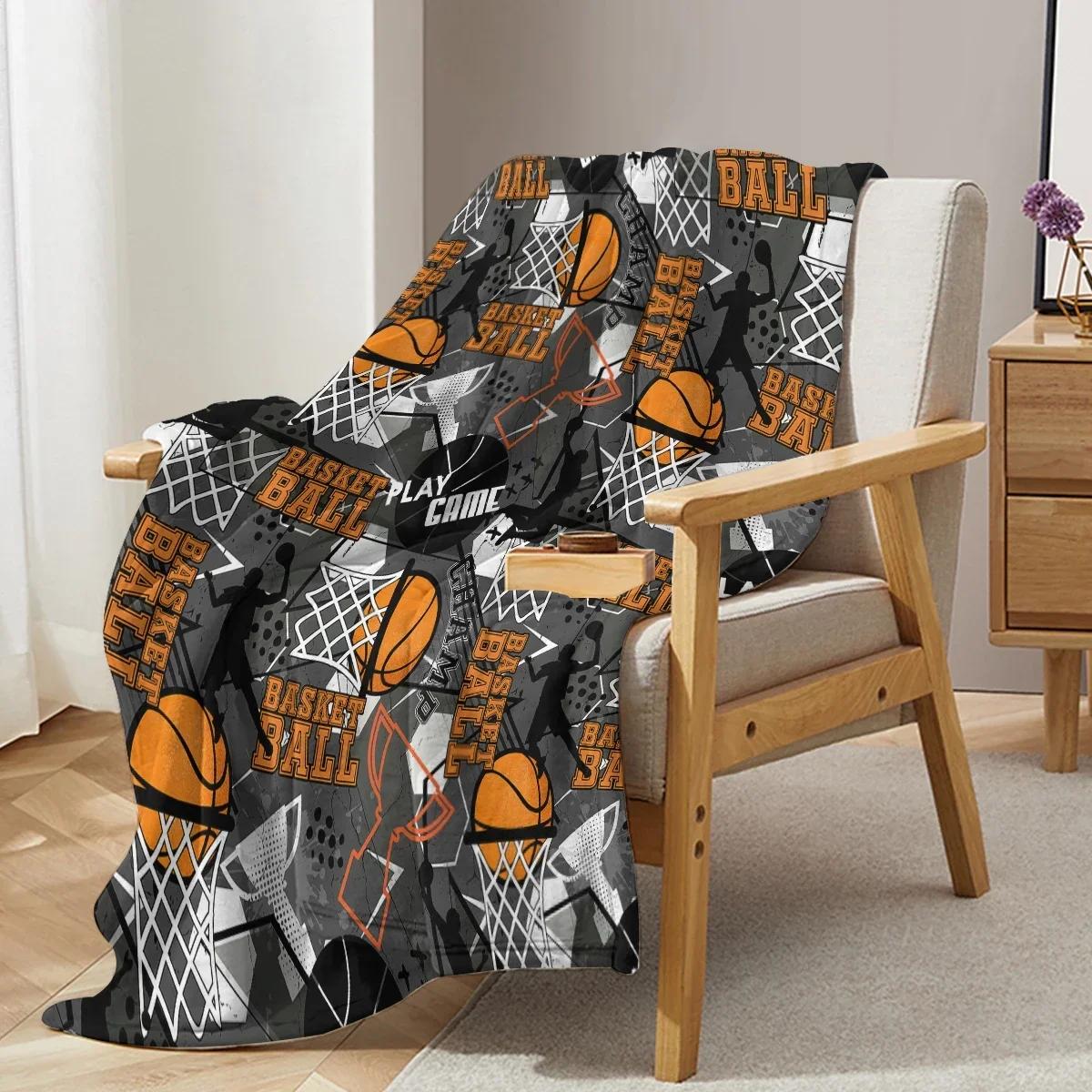 

Sports Blanket Printed with basketballs and trophies Warm Cozy Soft Throw Blanket for All Season for Couch Sofa Bed 75x90cm