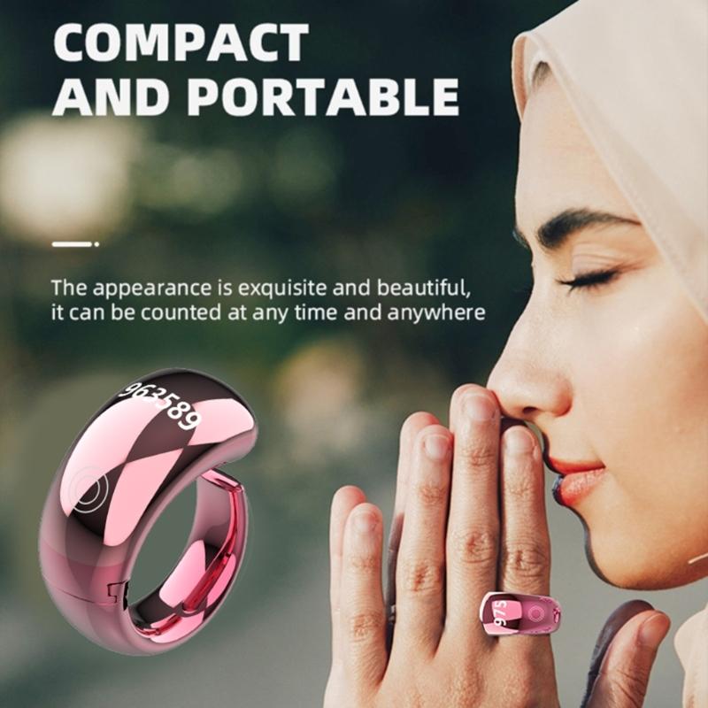 Multifunction Digital Counting Rings Mobile App Control Wearable Adjustable Size for Spiritual Practices Daily Prayer