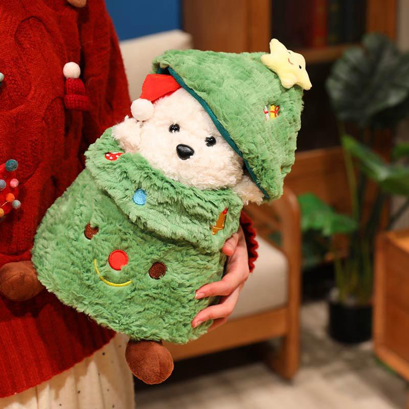 

Festive Christmas Tree Dog Plush Toy With Foam Bead Filling For Christmas Gift Idea