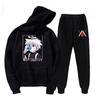 Womens Hooded Sweatshirt Set With Hunter X Cartoon Print Loose Fit Long Sleeve Pullover Top Matching Pants