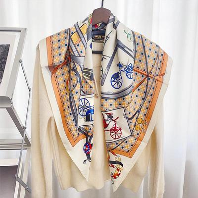 2025 Silk Twill Retro 90x90cm Light Luxury Women's Sunscreen Shawl