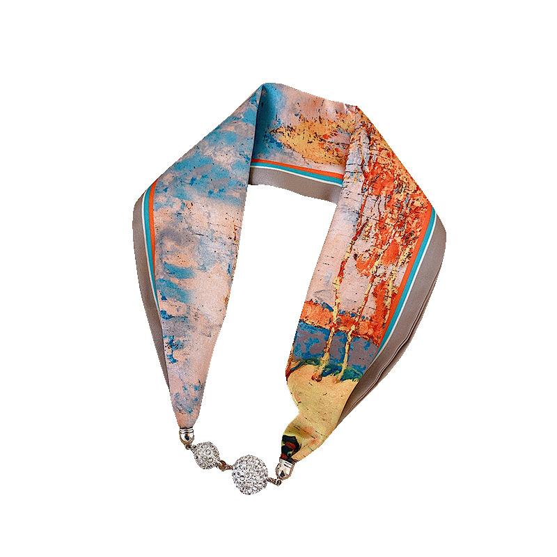 

Шарф Variety с магнитными застежками из гематита, колье Lady Classic Scarf, размер: 160cmX6 мандарин желтый