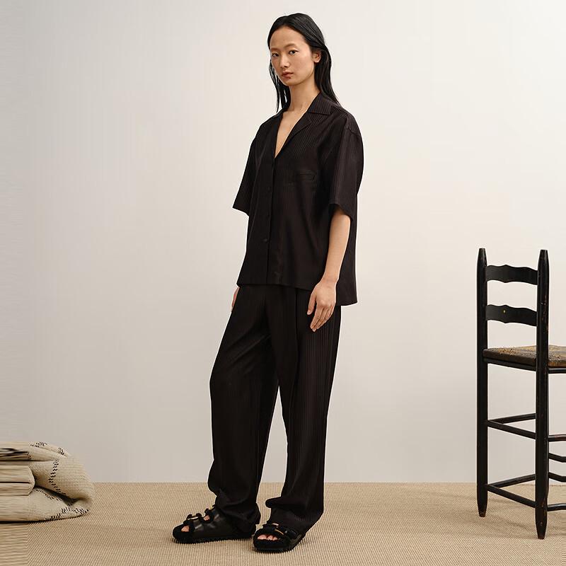 Less 2025 Autumn Silk Blend Straight Loose Long Pants