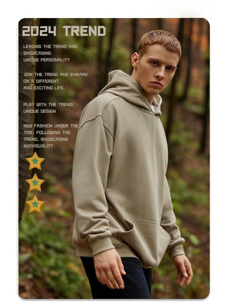 Herrenmode Marke 450G Terry Hoodie - Jugendliche lockere Passform, Herbst/Winter 2024 Kollektion