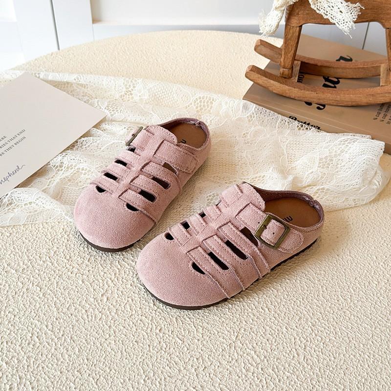 Kids Open-Toe Slip-On Sandals Boys Girls TPR Sole Breathable PU Upper Non-Slip Casual Footwear