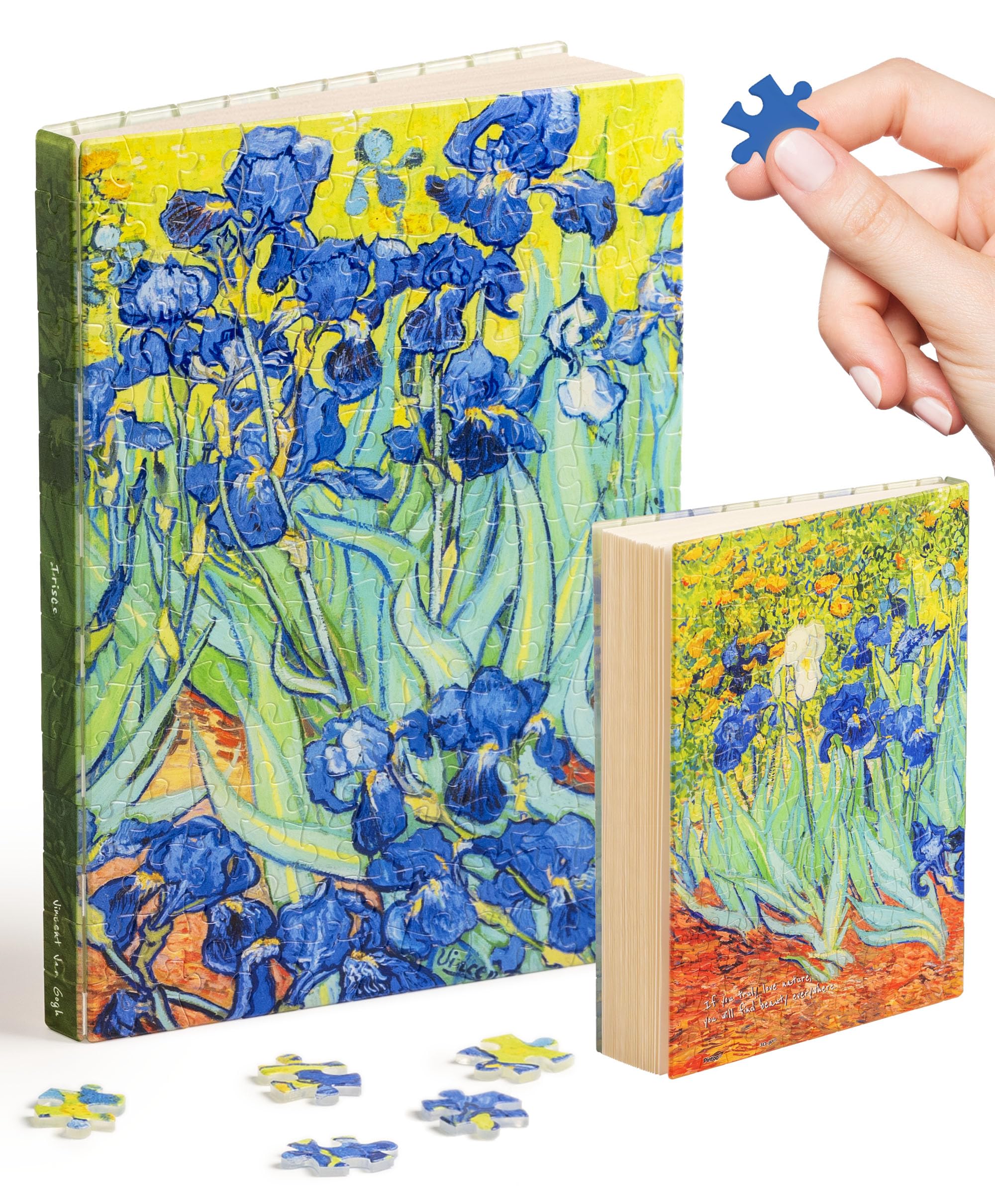 

PieceRelax A5 notebook puzzle with notebook cover Plastic jigsaw puzzle with notebook cover Stylish gift 300-piece [Van Gogh_Irises] (15x21cm)