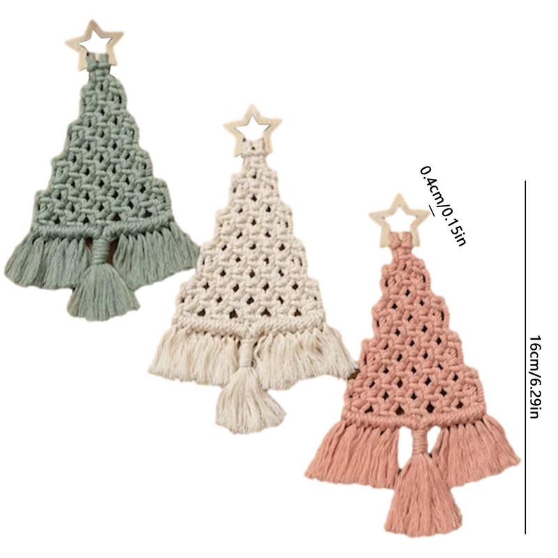 Vánoční stromek DIY sada 3 ks Vánoční DIY závěsná dekorační sada Makramé potřeby Dekorace Nástěnná závěsná ozdoba Vánoční ozdoby na stromek