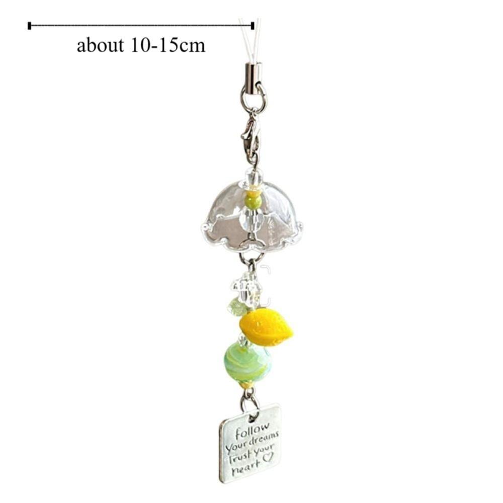 Green Lemon Persimmon Keychain Wind Chimes Beaded Keychain Cute Lemon Keychain  Key Ornament