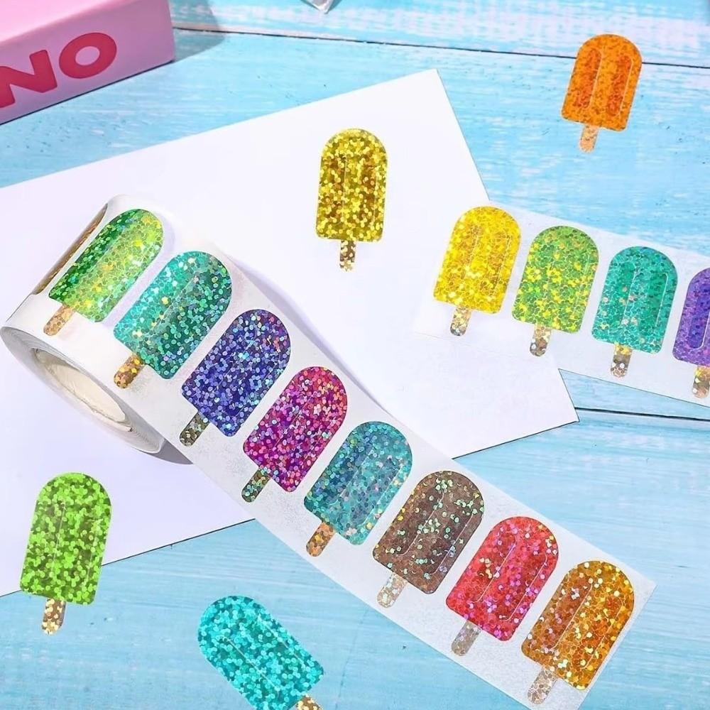 500pcs/Roll Self-adhesive Gift Wrapping Label Glittering Colorful Motivational Scrapbook Stationery Sticker Creative