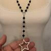 European & American Gothic Star Pendant Sweater Chain - Black Rosary Dark Star Necklace