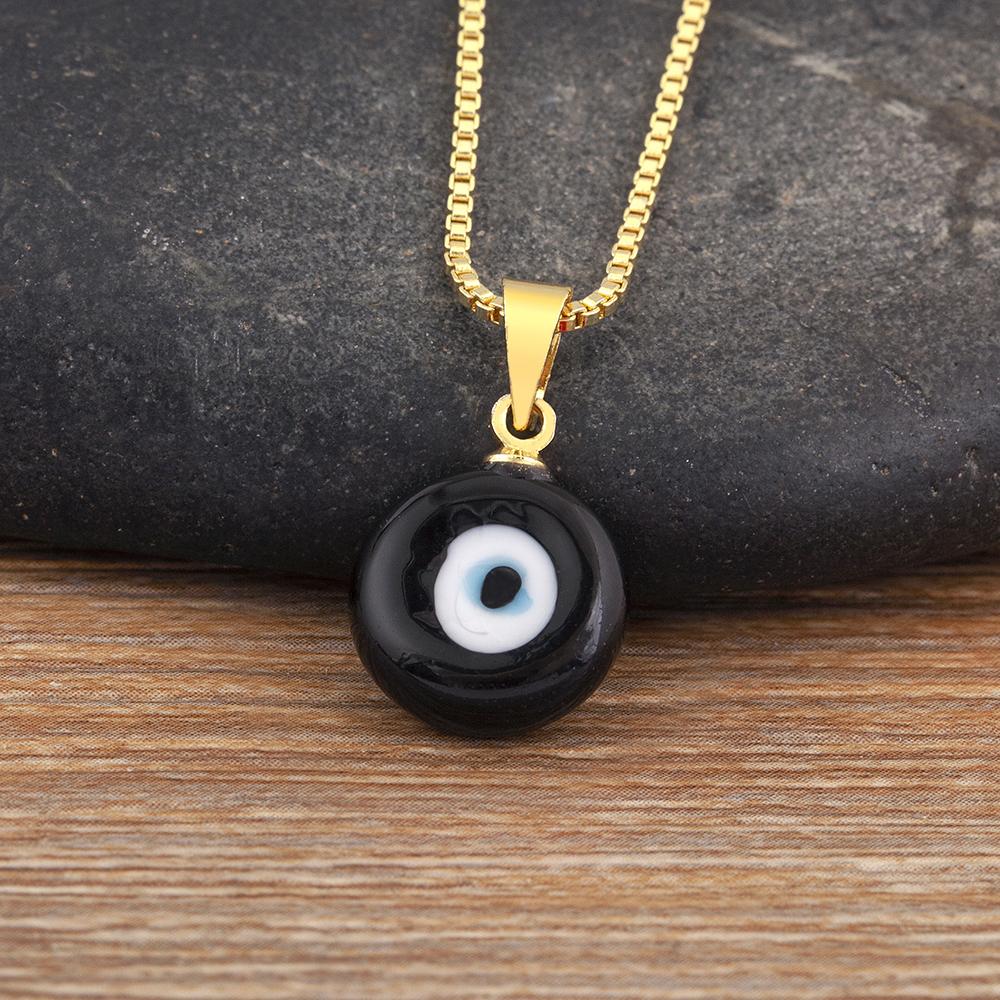 

Nidin New Retro Disk Shape Evil Eye Zircon Pendant Necklace For Women Girl Daily Party Clavicle Chain Jewelry Accessories Gifts чёрный