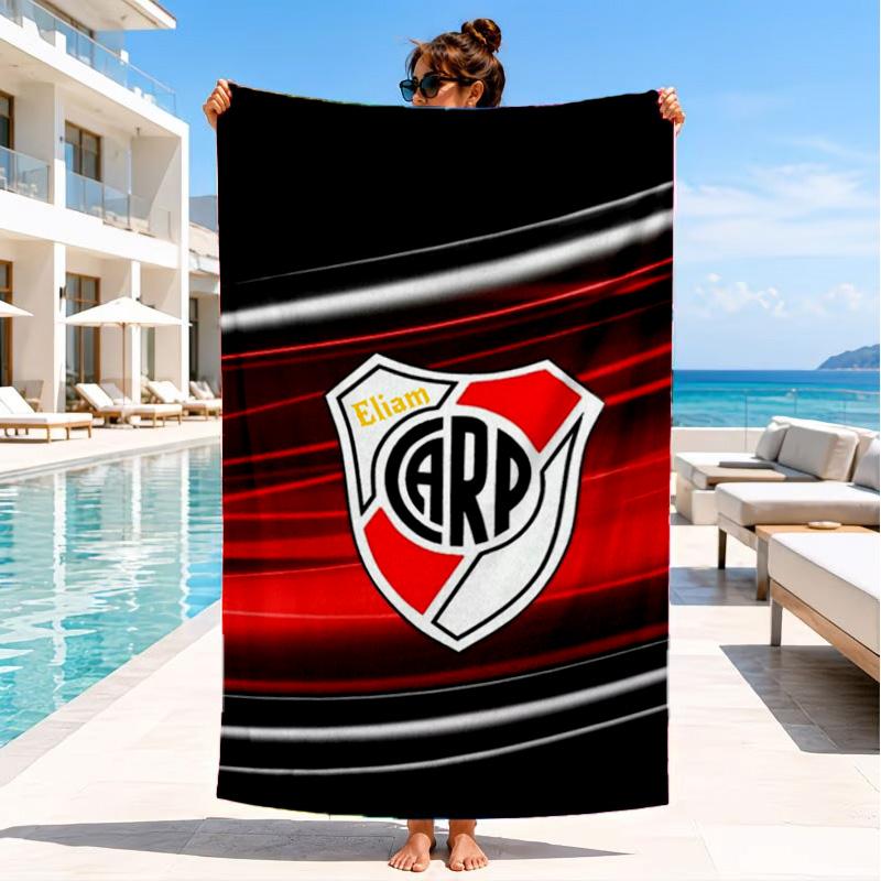 Asciugamano da Spiaggia Emblema River Plate, Asciugatura Rapida, Facile da Curare, Adatto sia per il Fitness che per le Vacanze al Mare, Essenziale Sportivo