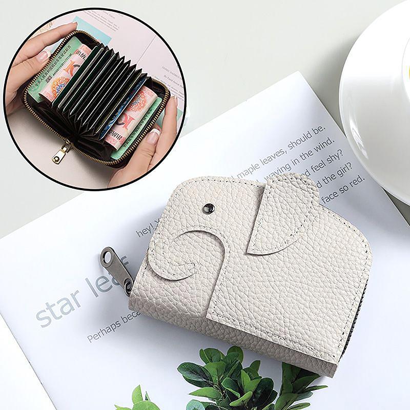 2024  Japanese Creative Ins Style Cute Little Elephant Zipper Wallet Women'S Fresh And Compact Leather Coin Purse Cute Wallet