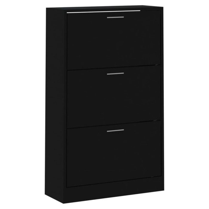 342552 vidaXL Armoire à chaussures Noir 63x24x103 cm Bois d'ingénierie