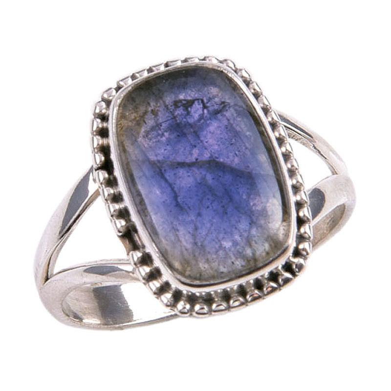 Natural Labradorite Gemstone 925 Solid Sterling Silver Jewelry Ring Size 9 K0z26