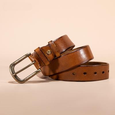 Neuer Herren-Erstschicht-Ledergürtel mit Dornschließe, Modischer Retro-Erstschicht-Rindsledergürtel