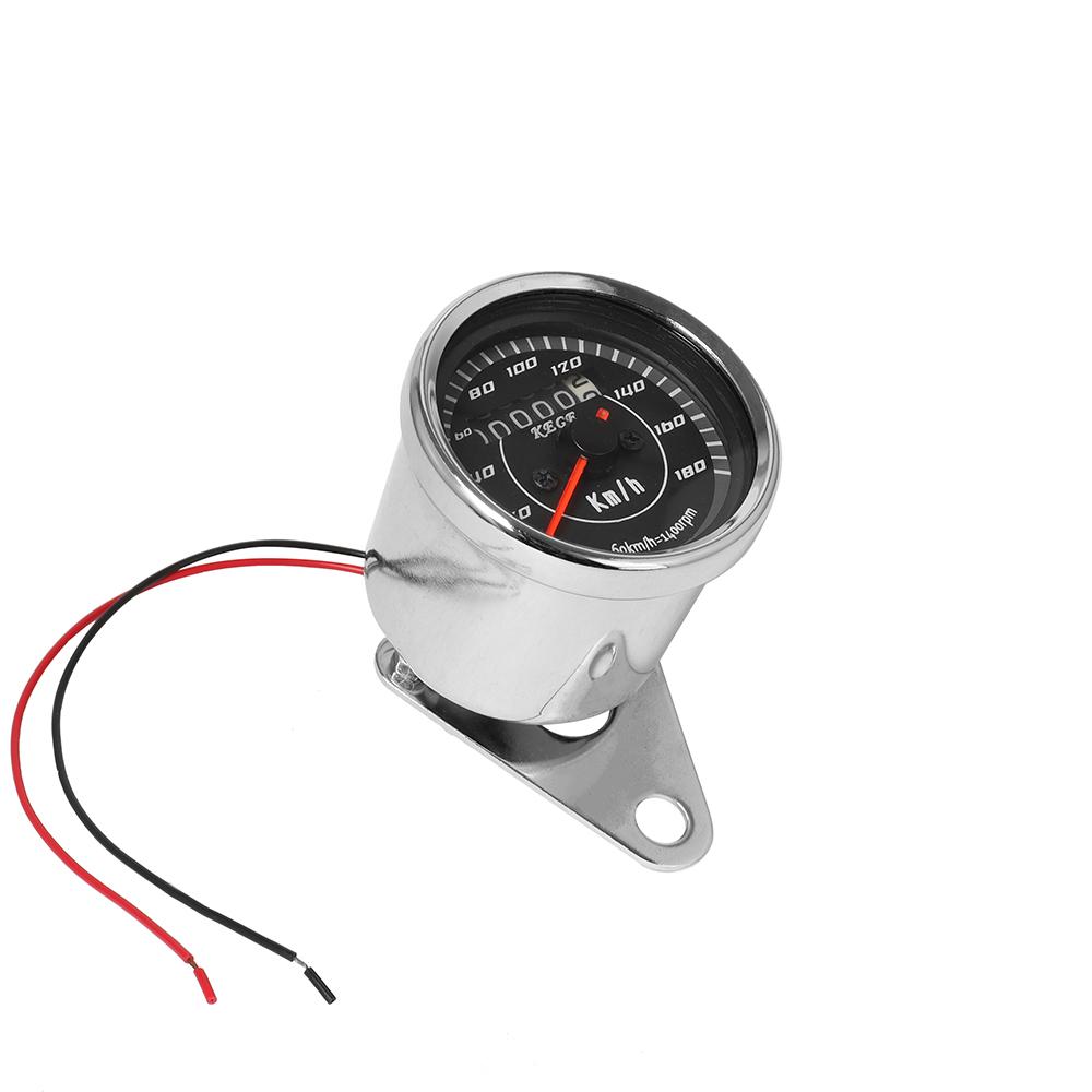 Universal Motorcycle Speedometer Black/ Chrome LED Light Odometer Speed Meter Gauge Mile For Harley Honda Cafe Racer Motorbike