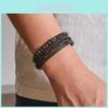 Geometrischer Stil Herren Webleder Armband Mit Perlen Design Für Reise Geschenk